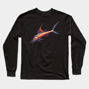 Pixelated Swordfish Artistry Long Sleeve T-Shirt